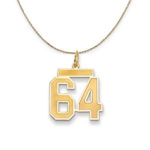 14k Yellow Gold, Jersey, Med Number 64 Necklace - 16 Inch
